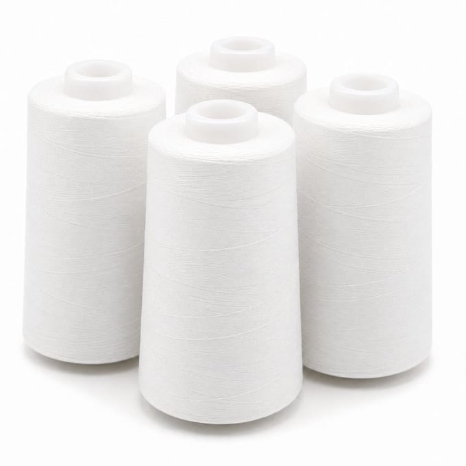 Polyester Overlockgaren – 4 Cones × 2700 m – Totaal 10.800 m – Wit 126