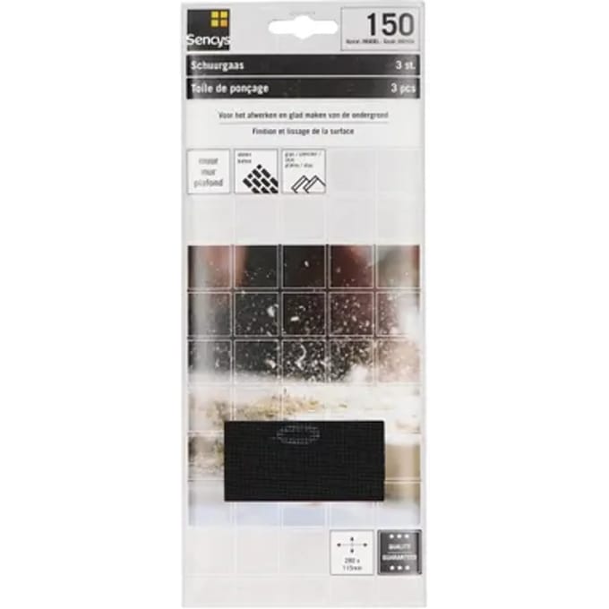 Sencys Schuurvel - P150 - Zwart - 115x280mm - 3 Stuks