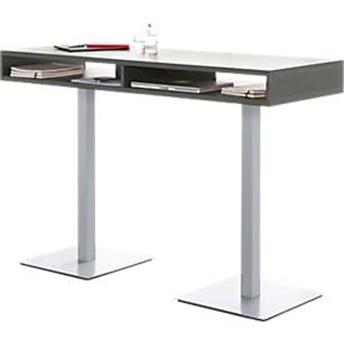 Sta-vergadertafel BOX, met opbergvakken, Hoogte 1050 mm, grafiet