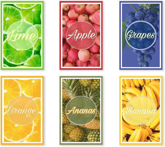 Set van 6 Katoenen Theedoeken Maxi Formaat Met Fruitprint