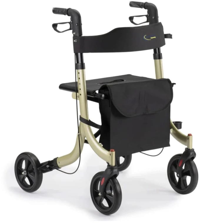 MultiMotion Light design rollator - Lichtgewicht rollator - Opvouwbaar - Champagne - PU banden