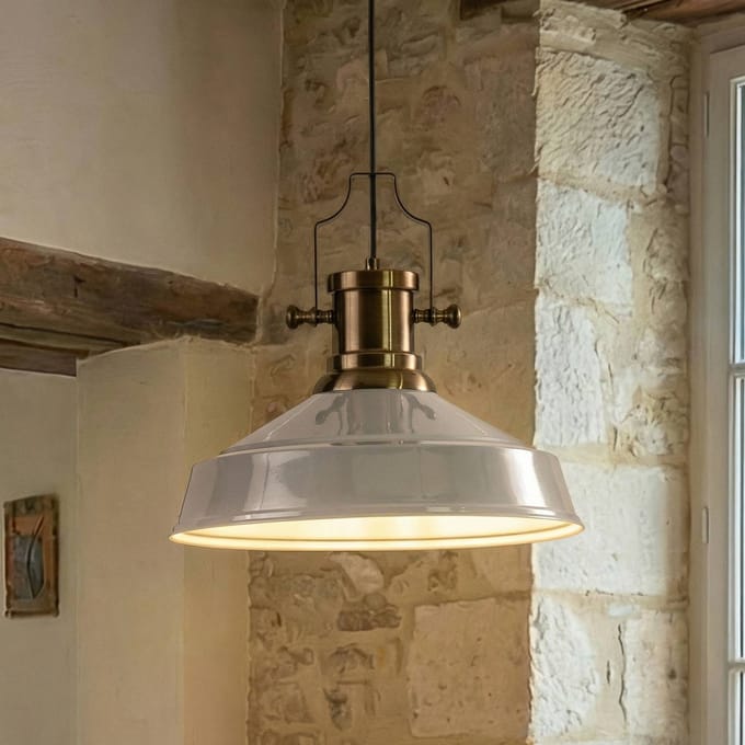 Bamyum Asletl-SE Hanglamp Industrieel van Metaal Ø40 cm, Hanglamp E27, Vintage Grijs Lamppendel