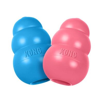 KONG Puppy - KONG Maat M, blauw + KONG Enhanced Ziggies Puppy M/L (227 g)