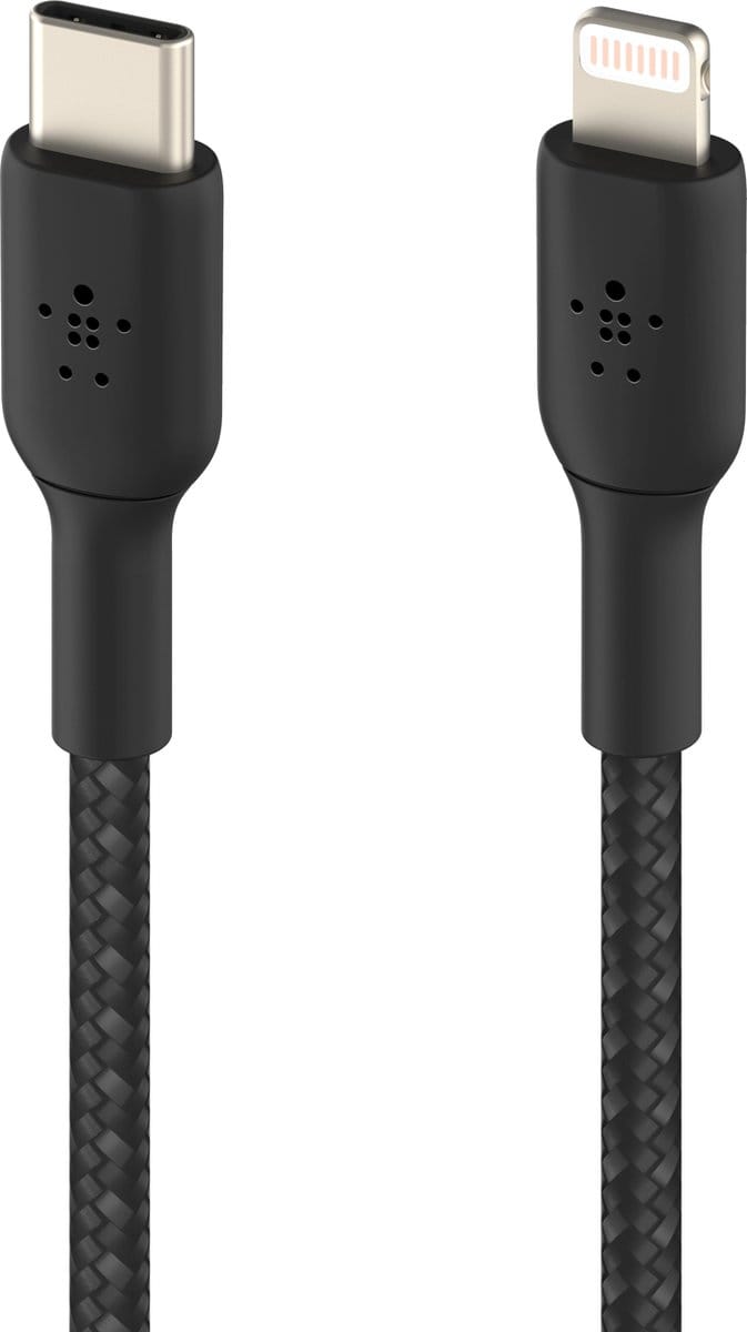 Belkin BOOST↑CHARGE Braided - USB-C naar Lightning Kabel - 2 Meter - 20W - Zwart