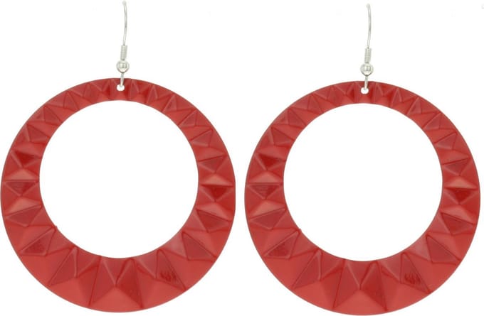 Behave - Oorhangers Dames - Grote Rond Oorbellen - Rood - Diameter 6 cm