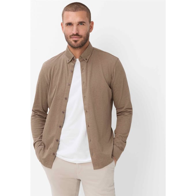 Brax Heren Shirt  Style DANIEL cappucino, lichtbruin, maat M