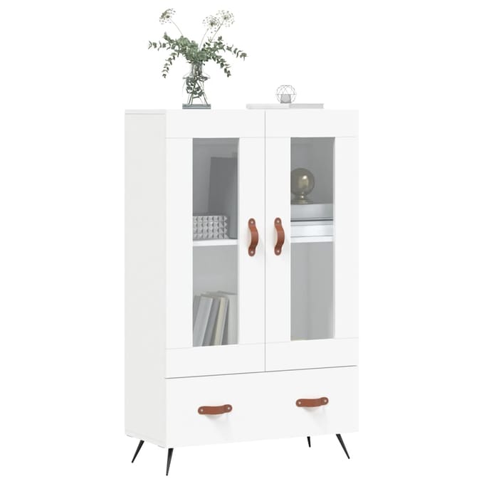 vidaXL - Hoge - kast - 69,5x31x115 - cm - bewerkt - hout - wit