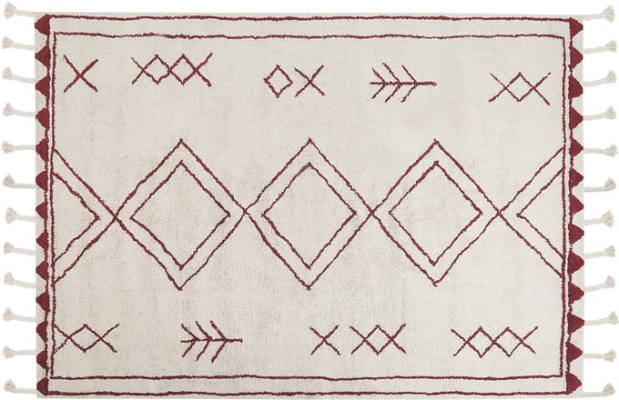 KENITRA - Laagpolig vloerkleed - Gebroken wit - 160 x 230 cm - Katoen