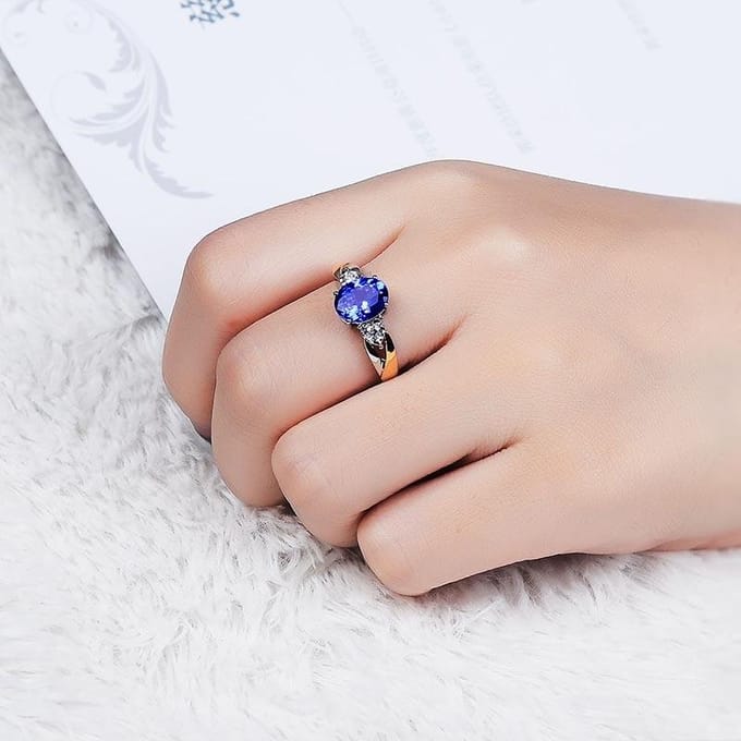POMOiii Gemaakt Blauwe Saffier Ringen Voor Vrouwen Sieraden Ring Bruiloft Verlovingsfeest Cadeau Saffier Ring