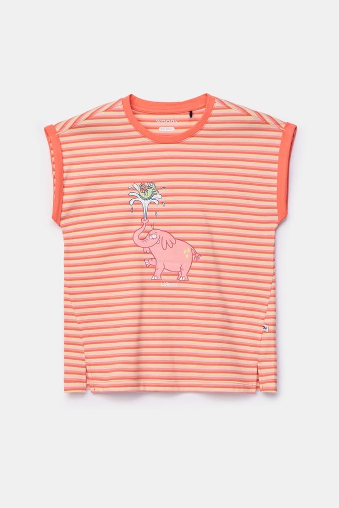 Woody Meisjes-Dames pyjama multicolor streep - maat 074/9M