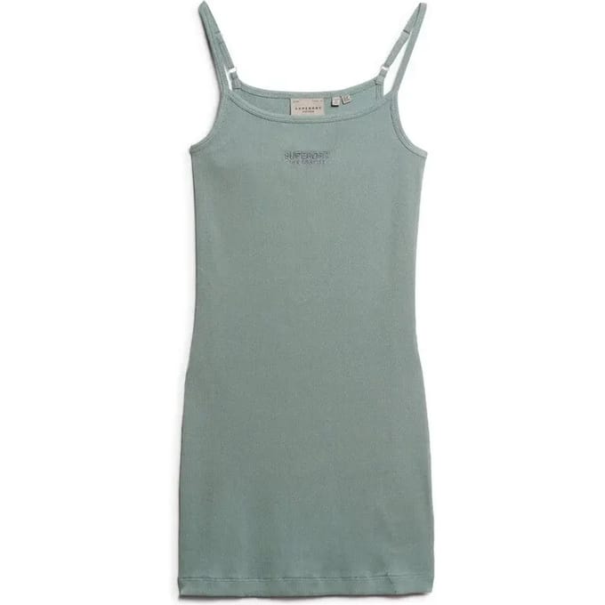 Superdry - Geborduurde geribde jurk met bandjes - Dames - Jurken