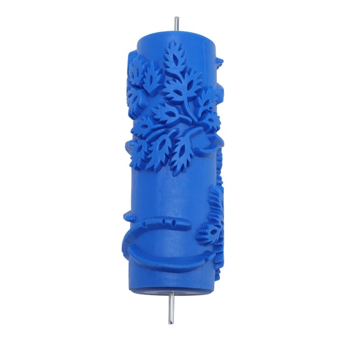 5 Inch Patroon Verfroller Wasbaar Herbruikbaar Rubber Decoratieve Textuurroller voor Muur Meubels blue