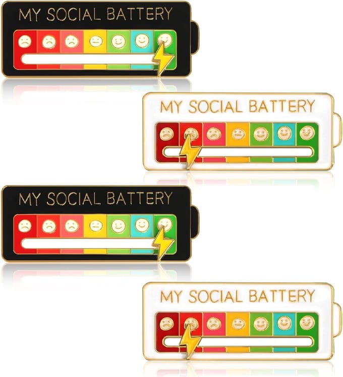 Sociale Batterij Spelden - Stemming Indicatoren - Communicatie Hulpmiddel - Interactief Ontwerp - 4 Stuks Set