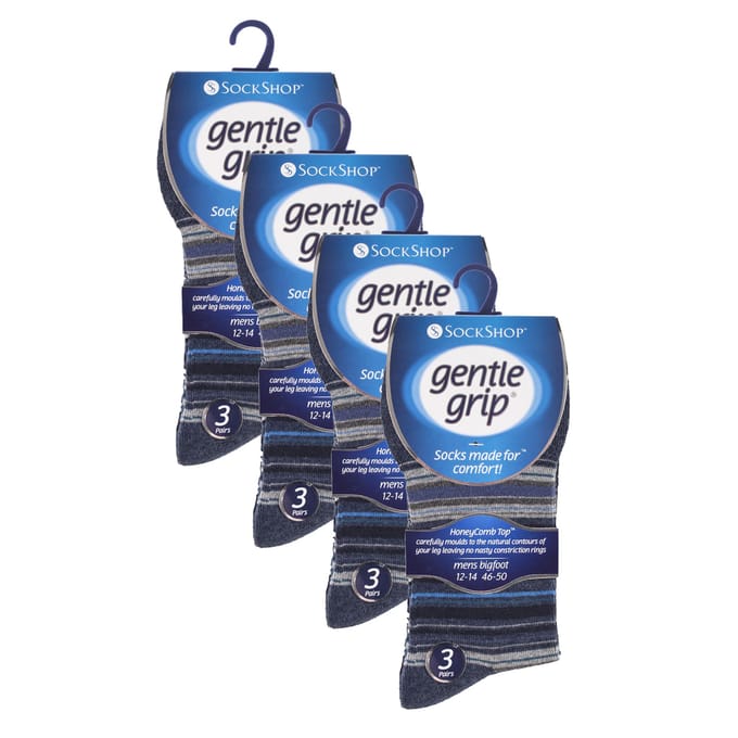 12 Paar Heren Gentle Grip Losse Bovenkousen | Extra Brede Niet-Elastische Kousen
