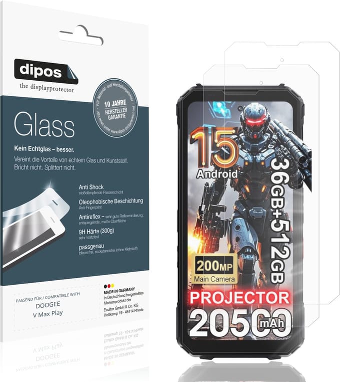 dipos – 2x Matte Pantserfolie geschikt voor DOOGEE V Max Play | 9H Screenprotector