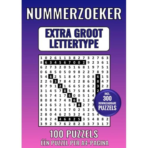 Nummerzoeker Extra Groot Lettertype - 100 Puzzels - Eén Puzzel Per A4-Pagina - Groot Lettertype Boeken