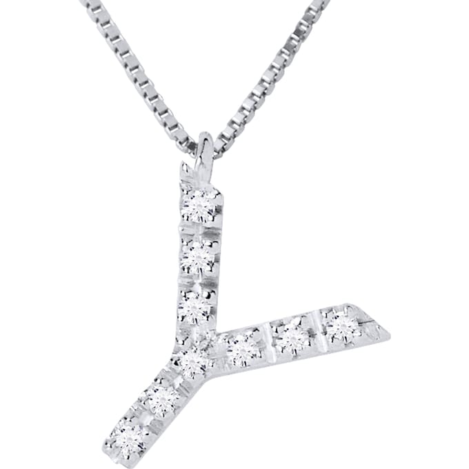 Collar ABC Diamonds 0,05 Cts LETTER "Y" 18K wit