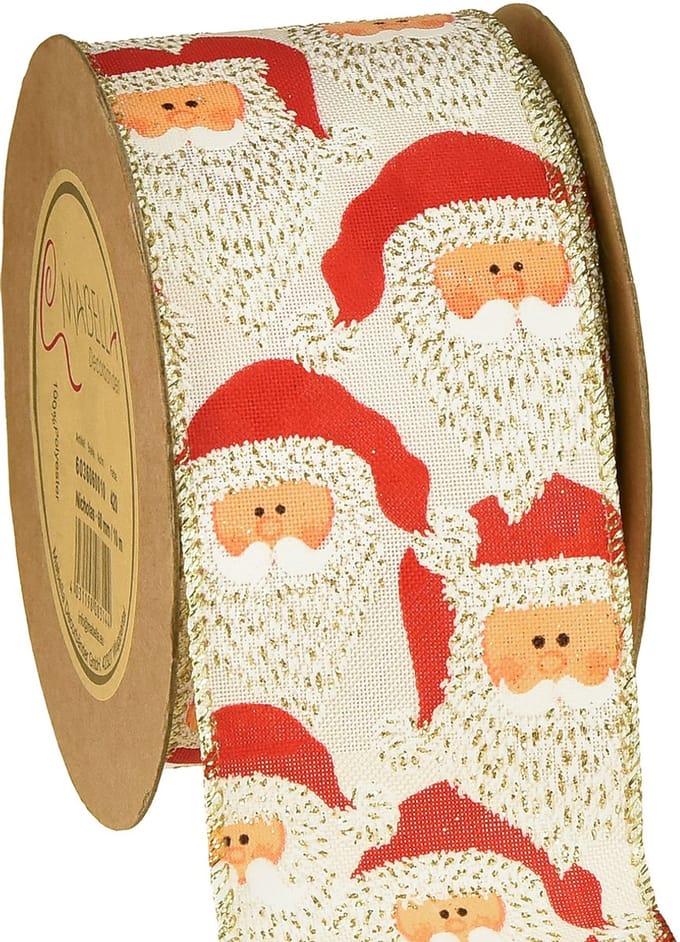 Decoratief lint Kerstman decoratief lint 60mm 10m