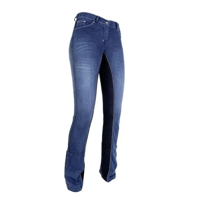 Denim Rijbroek Full Grip Dames HKM Summer