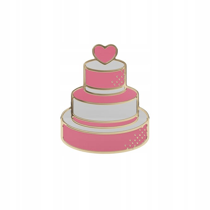Pinets Wedding - Bruidsbroche - Wit Roze Taart - Hartenmotief