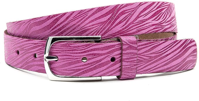 Dames ceintuur roze zebra look - 3 cm breed - Leer - Jeans riem - Casual - Maat 95