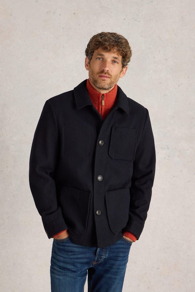 White Stuff Wool Chore Jacket Dark Navy Taglia: L | Giacche Outlet | Uomo | Blu