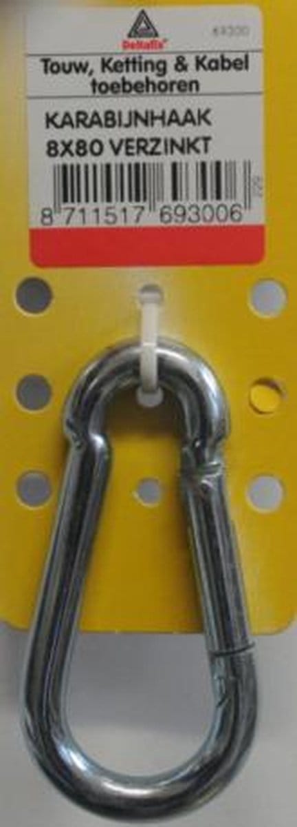 Deltafix karabijnhaak standaard verzinkt 80 mm x 8 mm 1 st.