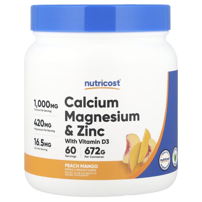 Nutricost, met Calcium Magnesium en Zink, Vitamine D3, Perzik Mango, 24 oz (672 g)