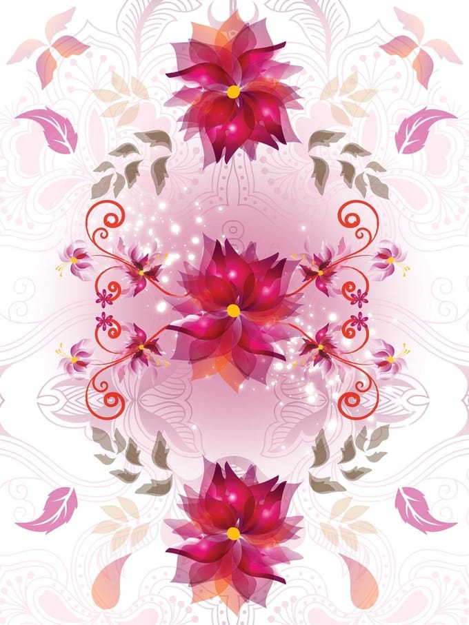 Magenta Flowers Photo Wallcovering
