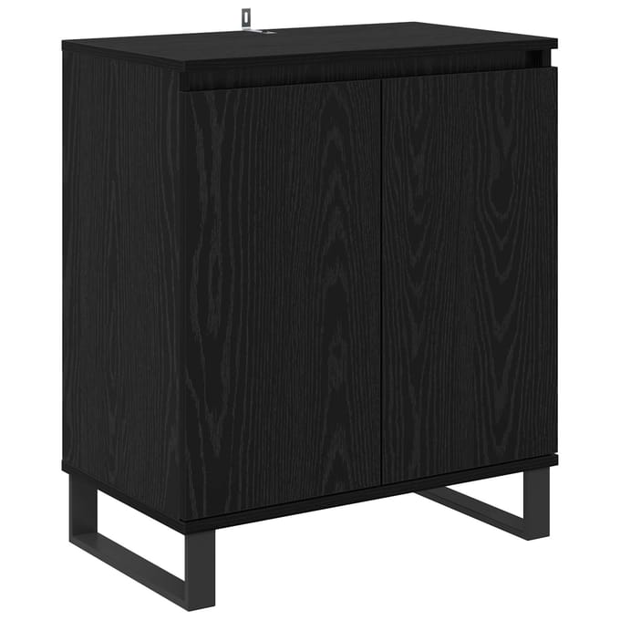 vidaXL - Dressoir - Zwart - Eiken - 60 - x - 35 - x - 70 - cm - Bewerkt - hout