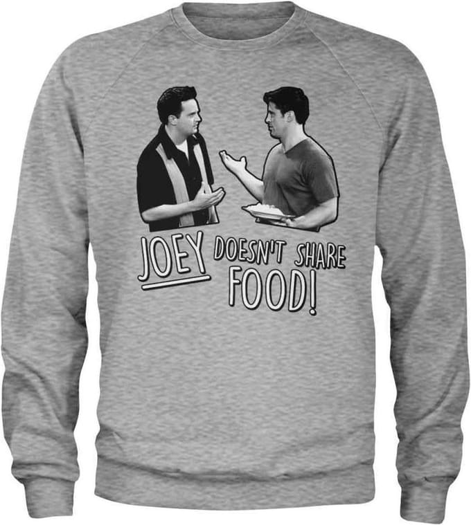 Friends Sweater/trui -S- Joey Doesn't Share Food Grijs