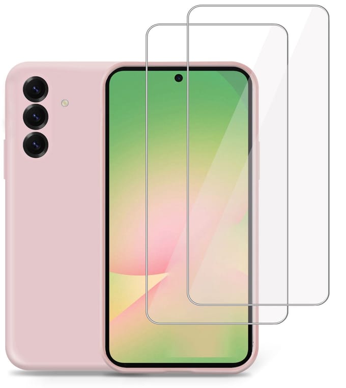 Technow hoesje + 2x Screenprotector geschikt voor Samsung A56 / A36 – Tempered Glass - Liquid Back Case Cover Rose