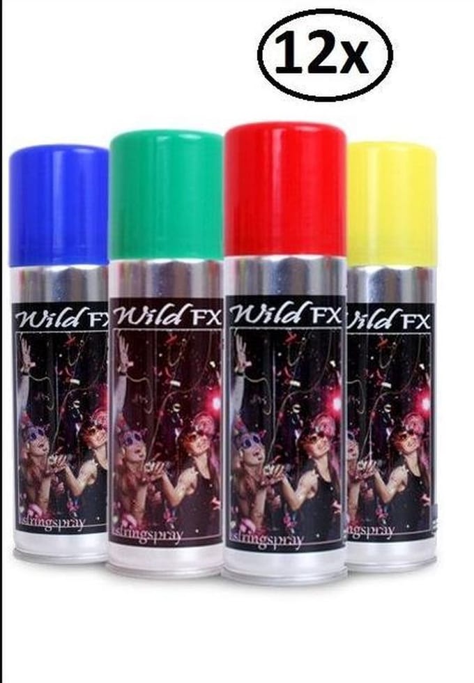 12x Serpentine spray 4 kleuren