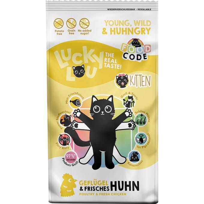 340g Lucky Lou Kitten Gevogelte & Kip droogvoer voor katten