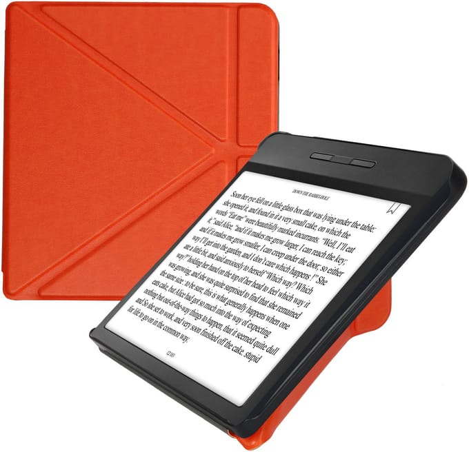 kwmobile e-reader hoesje geschikt voor Kobo Libra H2O hoes - Ereader flip case met standaard - E reader cover van kunstleer - In fruitig oranje