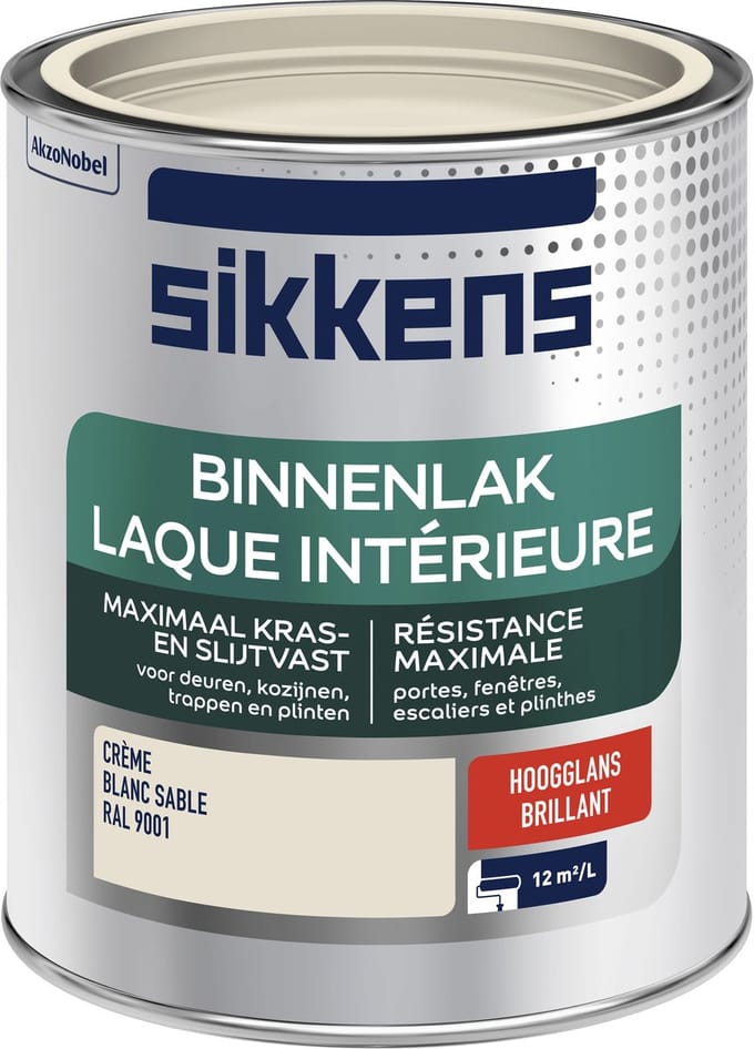 Sikkens - Binnenlak Hoogglans - Ral 9001 - 750 Ml