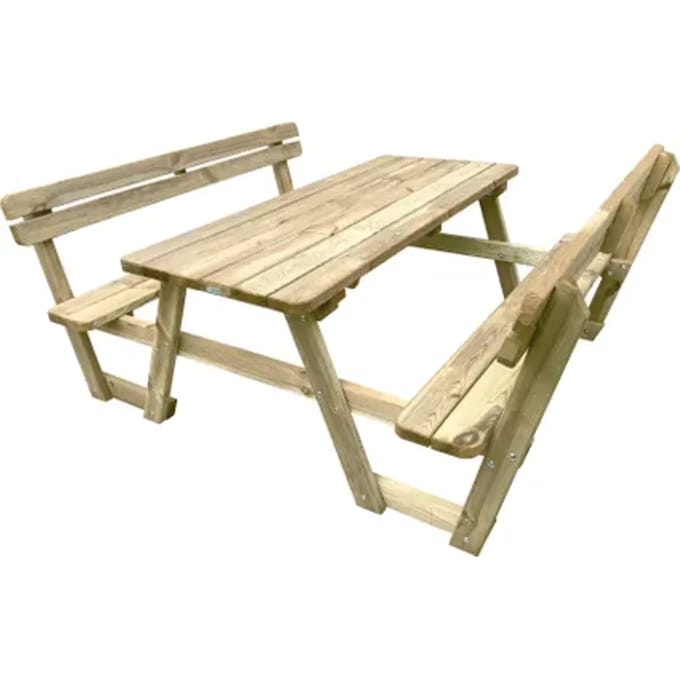 Solid Picknicktafel Set + Leuning Hout 180cm