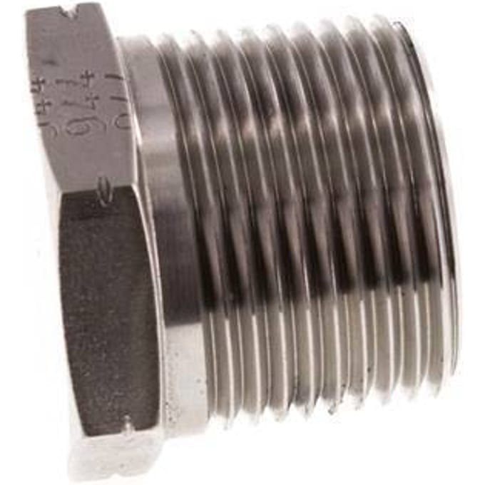 1'' NPT Buitendraad RVS Plug met Buitenzeskant 140 Bar - FL1-M-S-100N-E