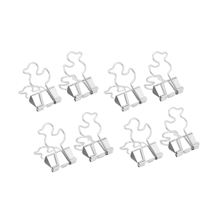 20 Pièces Pinces à Papier Force de Serrage Forte Fer Durable Design Petit Canard Large Application Petit argenté