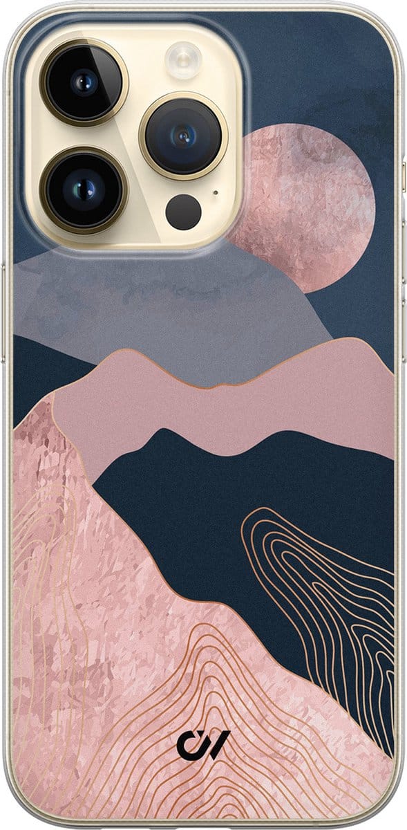 Hoesje geschikt voor Apple iPhone 14 Pro - Landscape Rosegold - - Roze - Apple - Casevibes