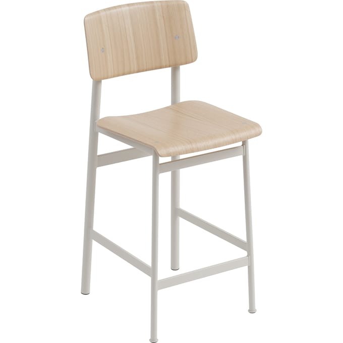 Muuto Loft Barkruk - Zithoogte 65 cm - eiken / grijs