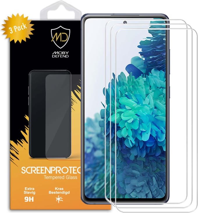 3-Pack MobyDefend Screenprotectors - Geschikt voor Samsung Galaxy S20 FE - Case-Friendly Screensavers - Gehard Glas