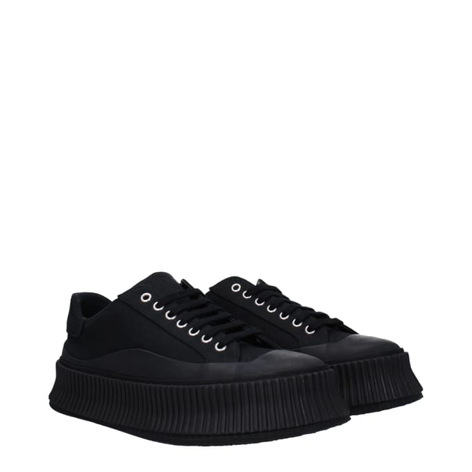Jil Sander Zwarte Stoffen Platform Sneakers