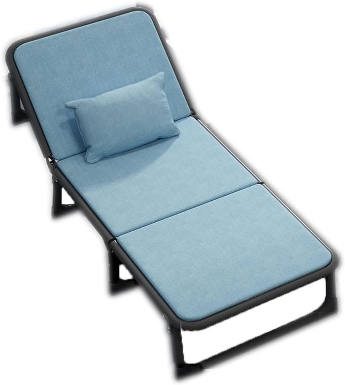 Opklapbed Fauteuil - Dutje Bed - Kantoor Rust - Aanpasbare Lighoogte - 190x70x35 cm - Blauw