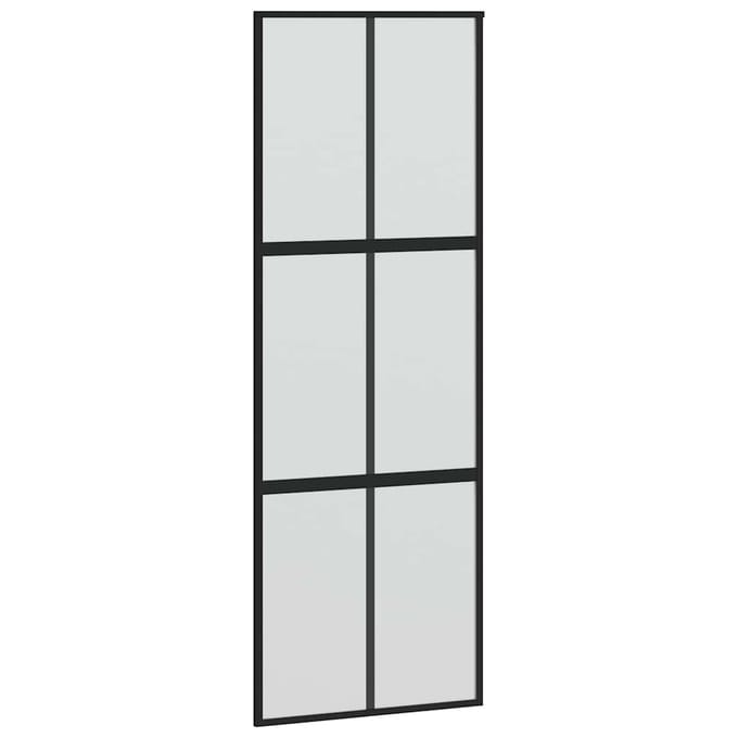 vidaXL - Schuifdeur - 76x205 - cm - gehard - glas - en - aluminium - zwart