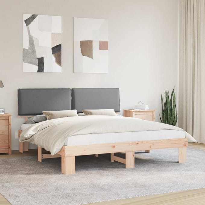vidaXL - Bedframe - met - Gevoerde - Hoofdbord - Lichtgrijs - 180 - x - 200 - cm
