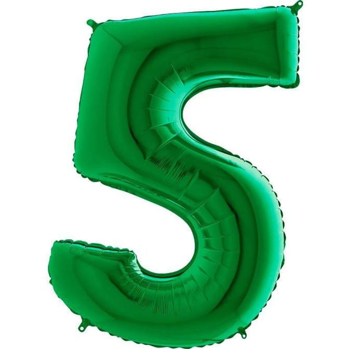 Ballon en Aluminium Chiffre 5 Vert - 102 Cm Grabo