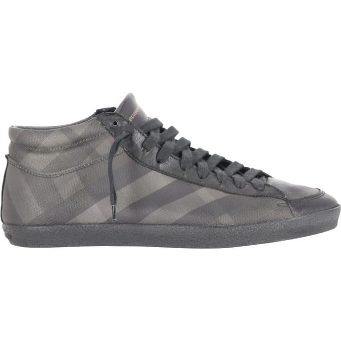 Burberry sneakers met ruitprint in grijs gecoat canvas