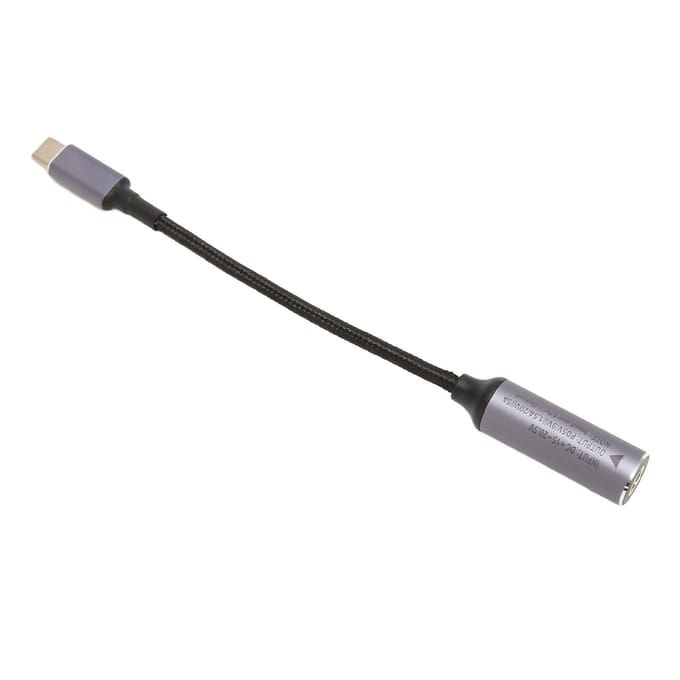DC naar Type C-kabel 5,5 x 2,5 mm 100 W 6,8 inch lange vrouwelijke ingang Nylon Type C naar DC5525-kabel voor tablet
