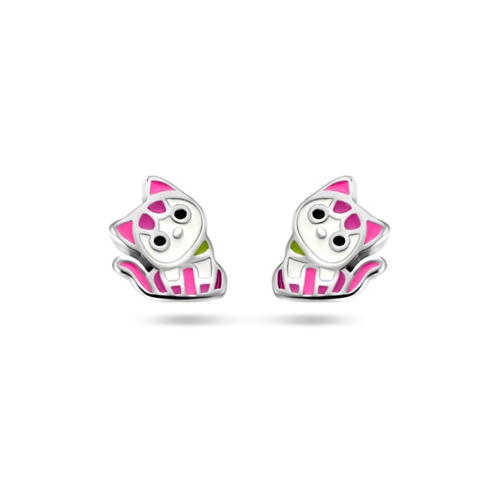 Zilveren oorknoppen poes - 1335402